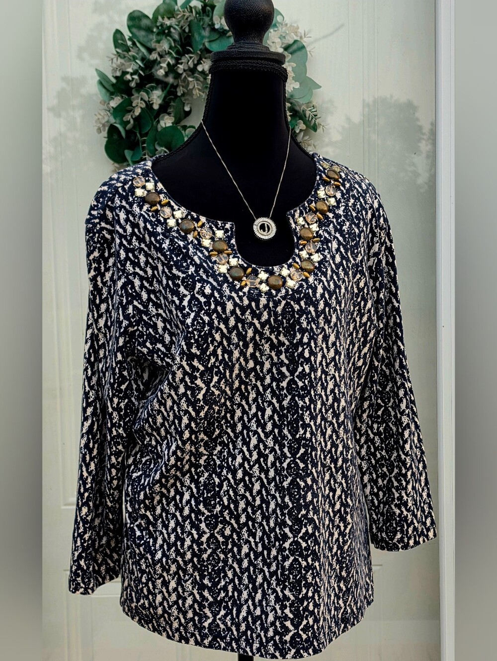 Ruby Rd Embellished Patterned Women's Top